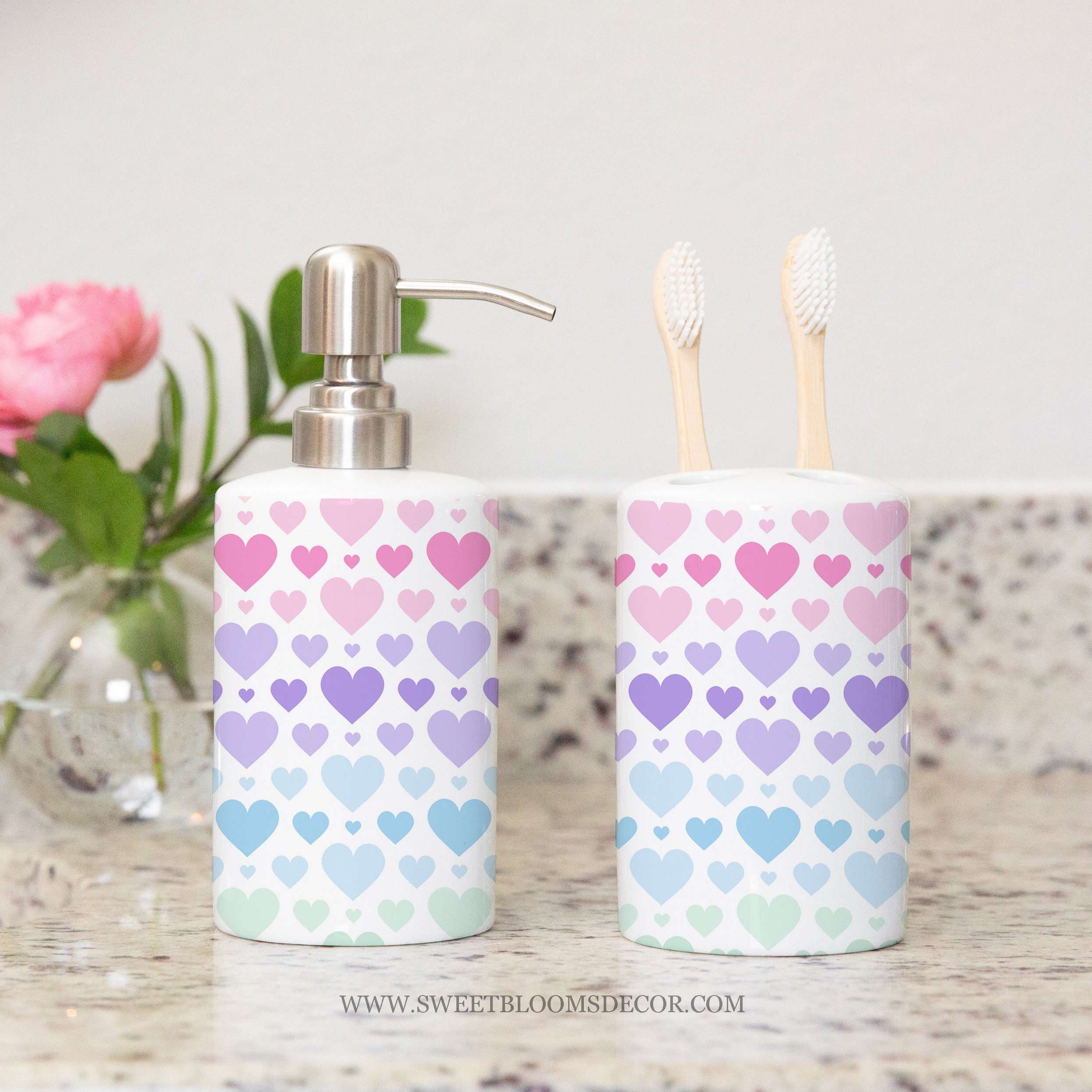 Personalized Ceramic Soap Dispenser - Boho Rainbow