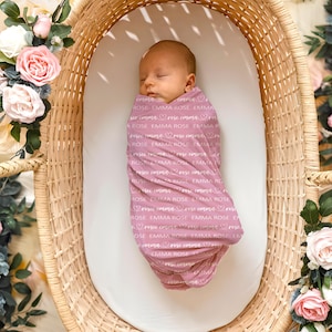 Personalized Baby Swaddle Blanket, Custom Name Newborn Swaddle, Baby Name Blanket, Baby Shower Gift, Custom Baby Gift, Baby Hospital Blanket
