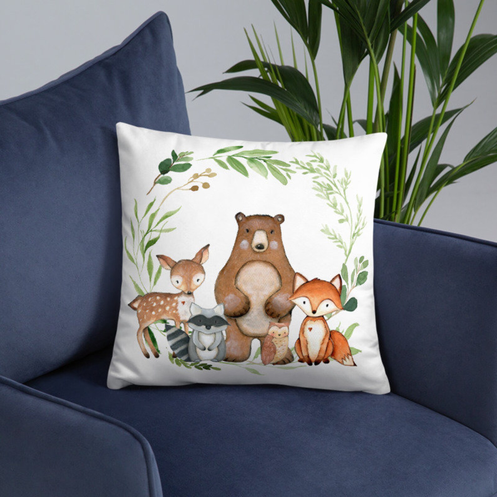 Woodland Animals Nursery Pillow Animals Nursery Decor Fox Etsy