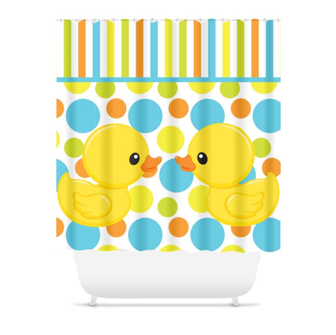 Duck Shower Curtain Rubber Ducky Kids Bathroom Decor Duck Monogram