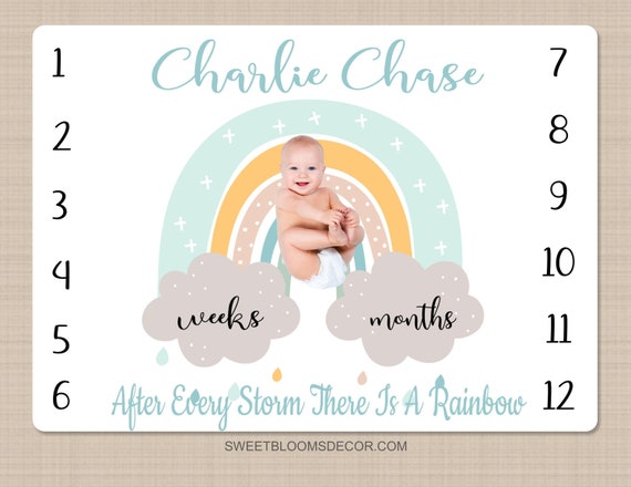 Rainbow Baby Milestone Blanket Baby Boy Personalized Monthly Blanket Newborn Baby Shower Gift Boho Rainbow Blanket B1455 Etsy Canada