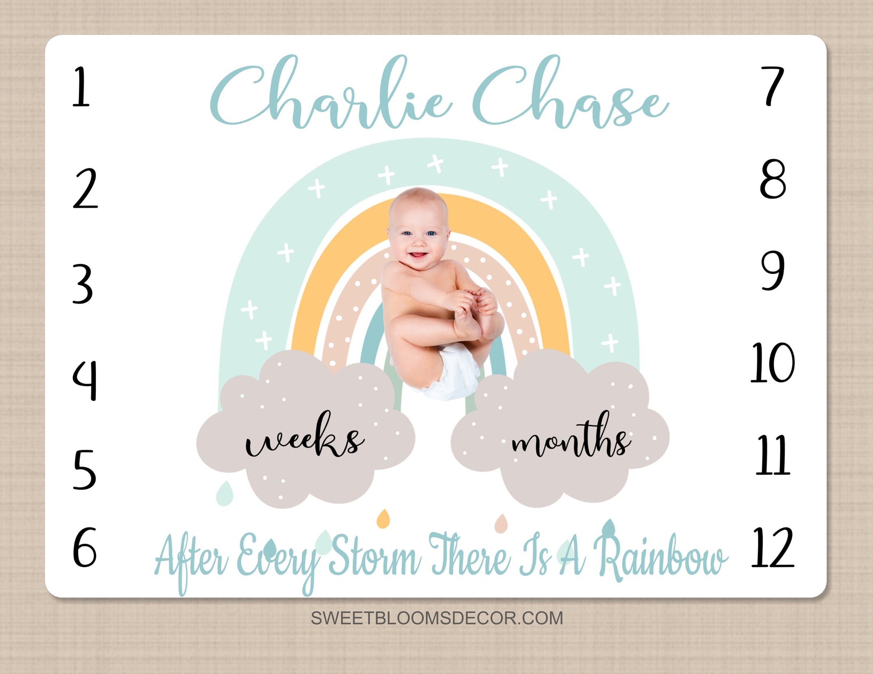Rainbow baby milestone blanket sale