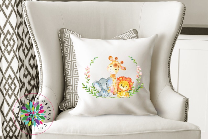 Safari Animals Pillow Animals Nursery Pillow Jungle Animals Etsy
