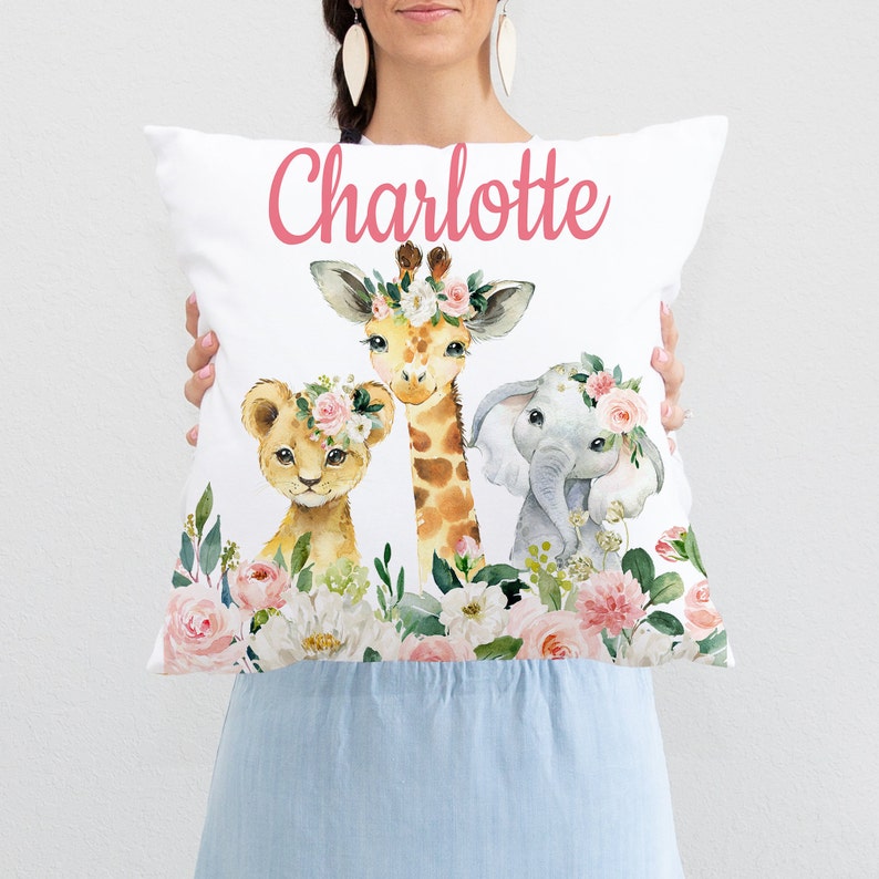 Safari Jungle Animals Blush Pink Floral Girl Nursery Decor Baby Shower ...