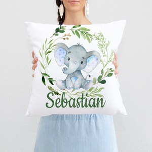 Elephant Green Leaves Pillow Eucalyptus Greenery Nursery Throw Pillow Bedroom Room Decor Cushion Baby Boy Bedroom   P257