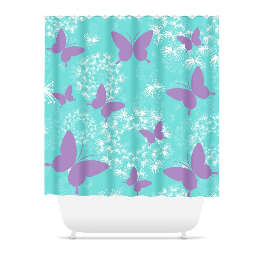 Butterflies Shower Curtain Purple Teal Buttefly Flowers Shower Curtain Butterflies Flowers