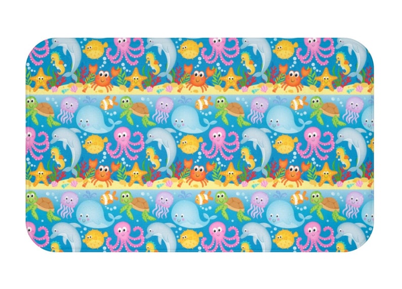 Sea Animals Shower Curtain Under the Sea Bathroom Decor Tooth Etsy