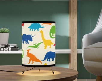 Dinosaur Nursery Table Lamp, Baby Boy Kids Bedroom Lamp , Red Blue Green Yellow Orange Dinosaurs Room Decor
