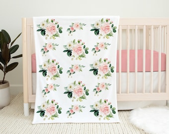 Baby Shower Gift B1263 Navy Blue Blush Pink Watercolor Flowers Nursery ...
