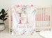 Blush Pink Floral Blanket, Pink Watercolor Flowers Rose Gold Name Blanket, Monogram Baby Girl Personalized Blanket, Baby Shower Gift  B1433 