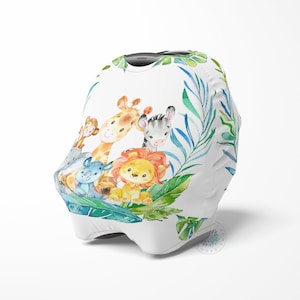 Woodland Animals Baby Car Seat Canopy Cover Eucalyptus Greenery Leaves Baby Shower Gift Shopping Cart Highchair Nursing Privacy Cover C105