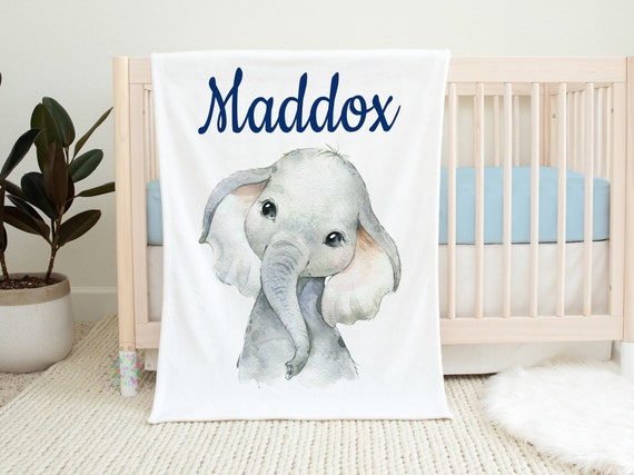 Blue elephant baby blanket sale