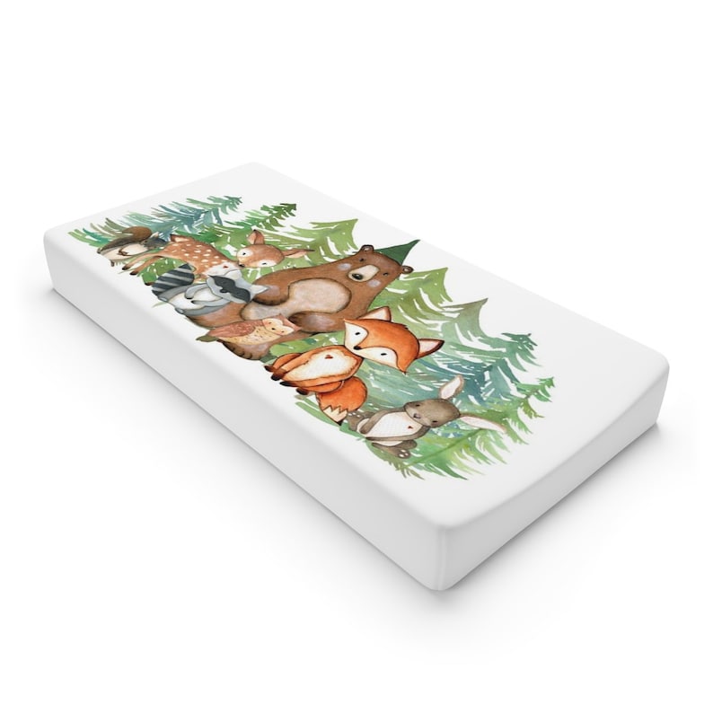 Woodland Animals Changing Pad Cover Evergreens Pine Trees Etsy
