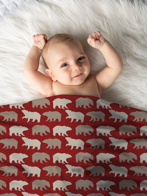 Ours bûcheron bébé garçon couverture, couverture animaux des bois, mince  couverture bébé doux, cadeau de Shower de bébé -30 x 40 pouces