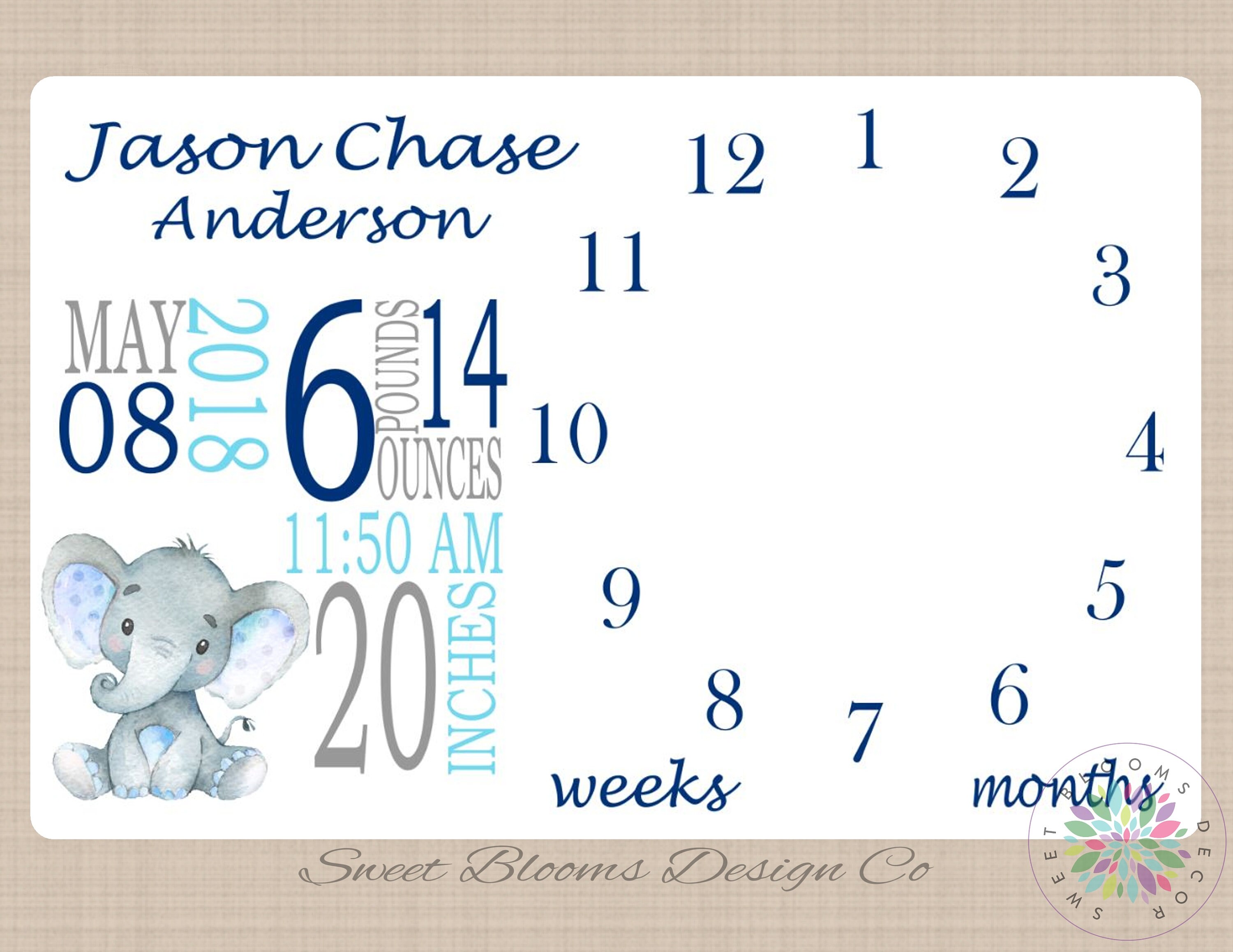 Elephant monthly milestone blanket hotsell