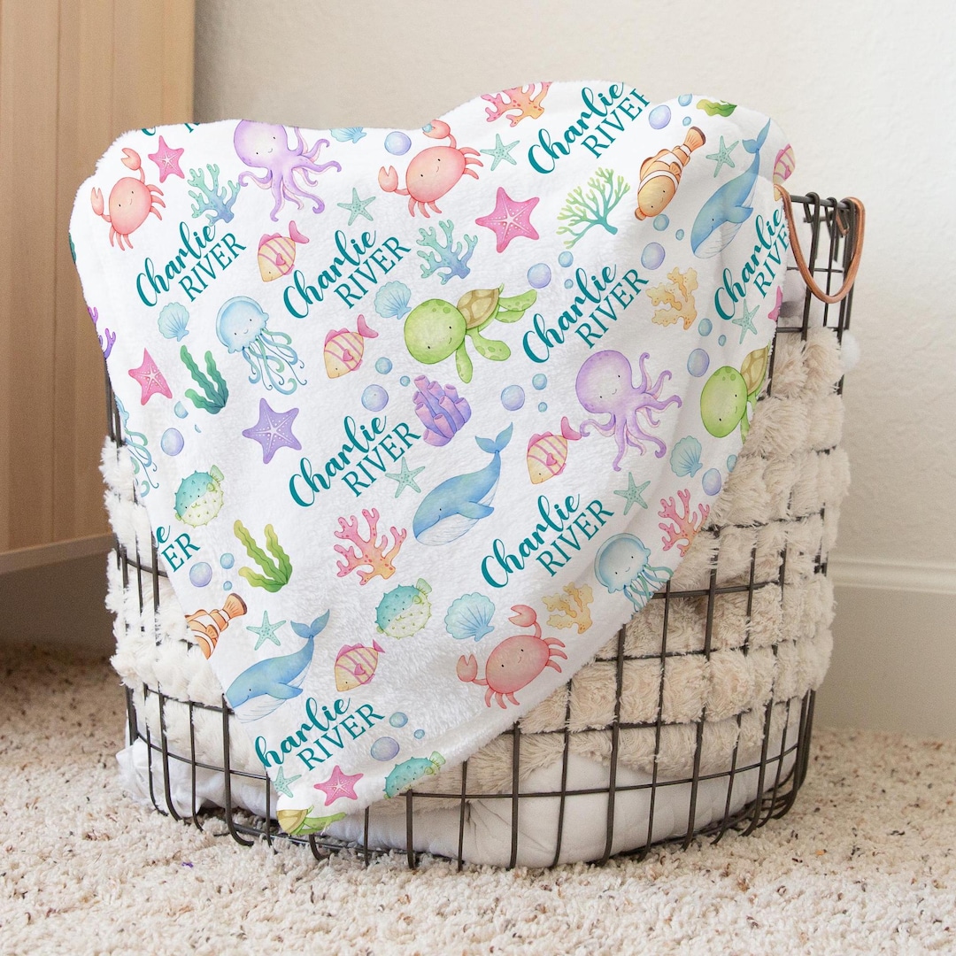 Sea Animals Baby Blanket, Personalized Under the Sea Blanket ...