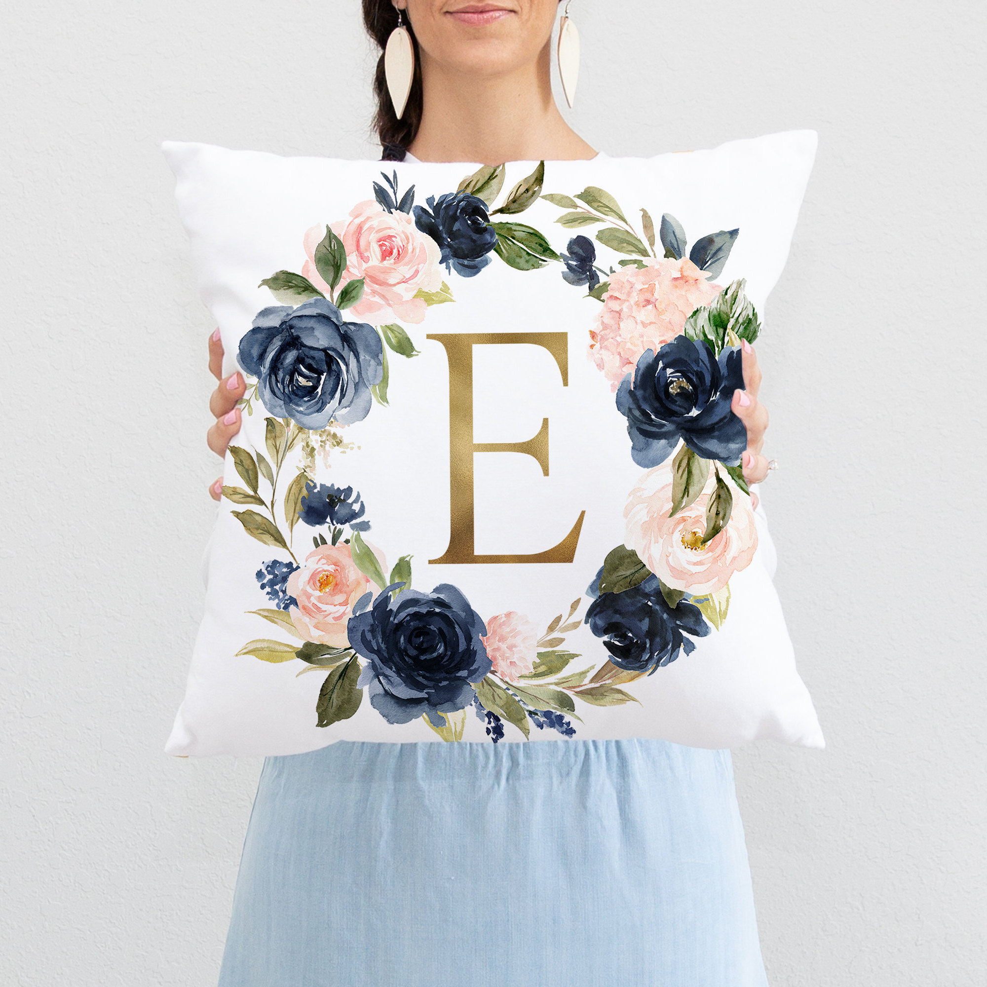 Navy and blush pillows hotsell