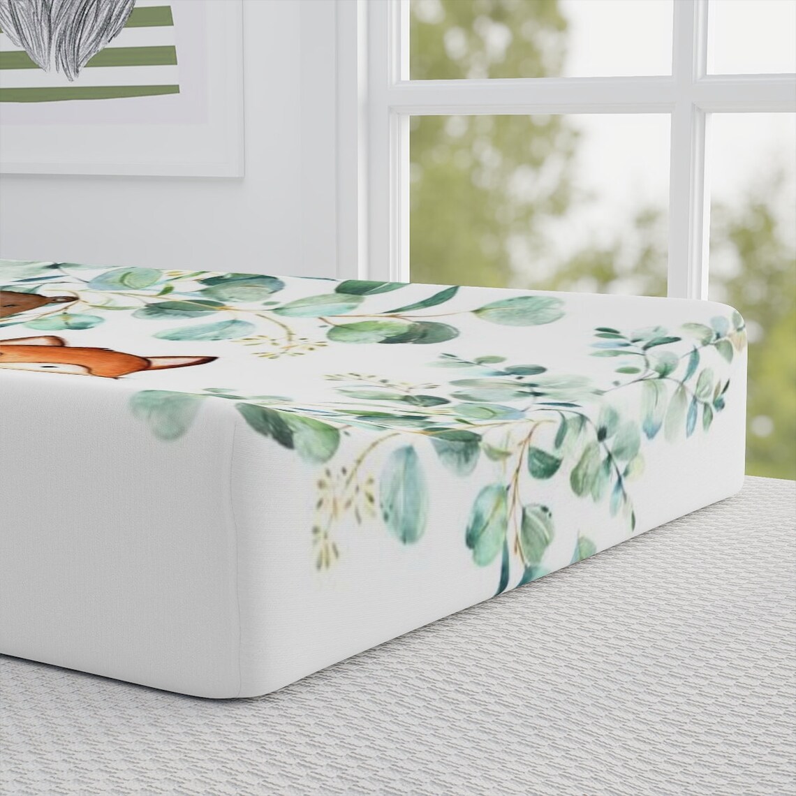 Woodland Animals Changing Pad Cover Watercolor Eucalyptus Etsy