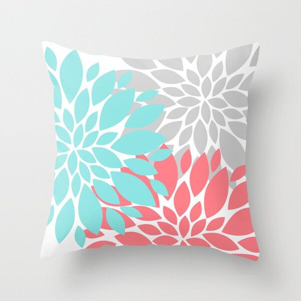 Coral Teal Gray Etsy