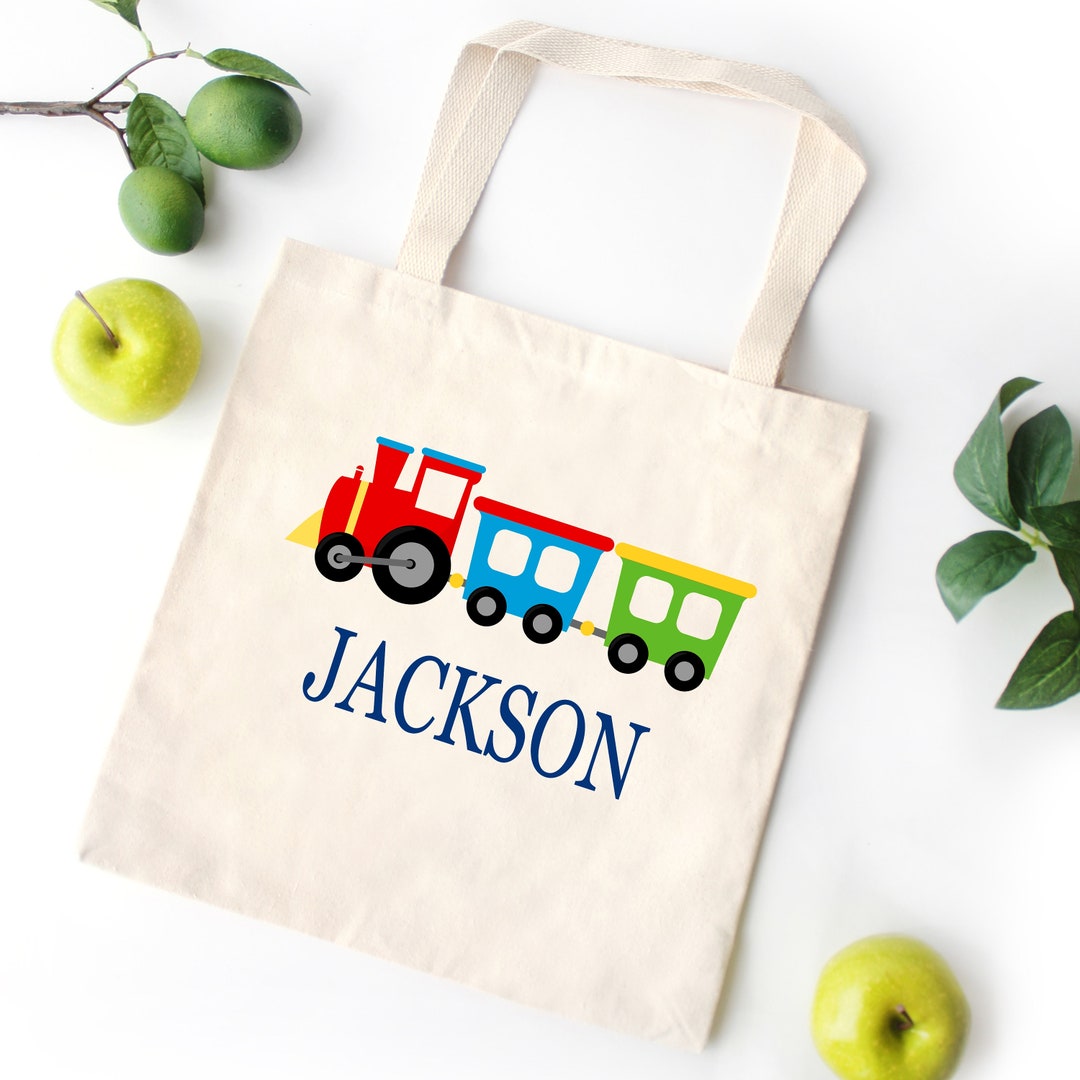 Train Tote Bag Personalized Kids Canvas School Bag Custom Etsy