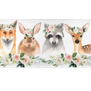 Woodland Animals Blush Floral Changing Pad Cover Watercolor Woodland Shower Gift Nursery Bedding  C106