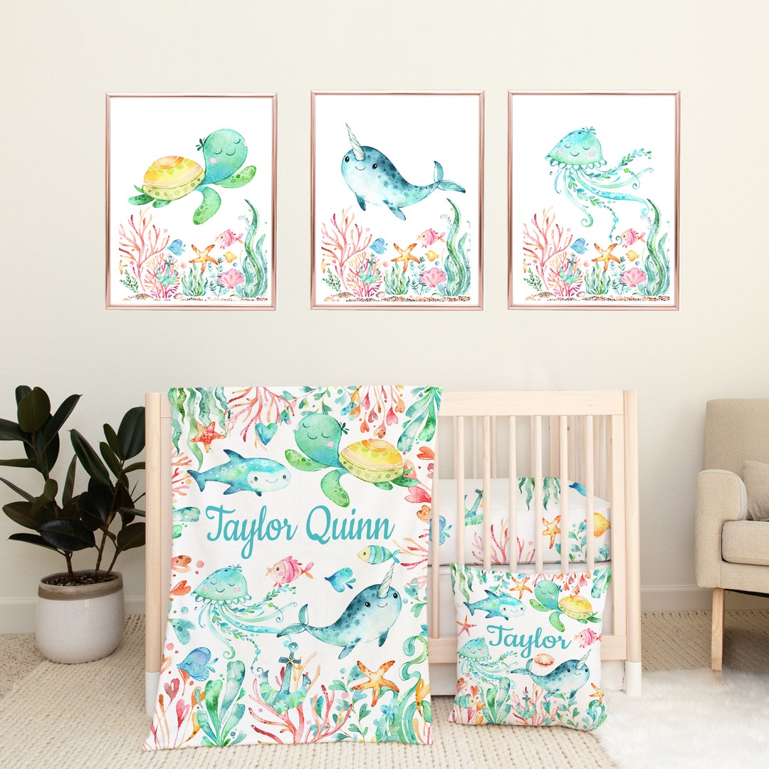 Sea Animals Under the Sea Ocean Baby Boy Nursery Bedding Set :fitted ...