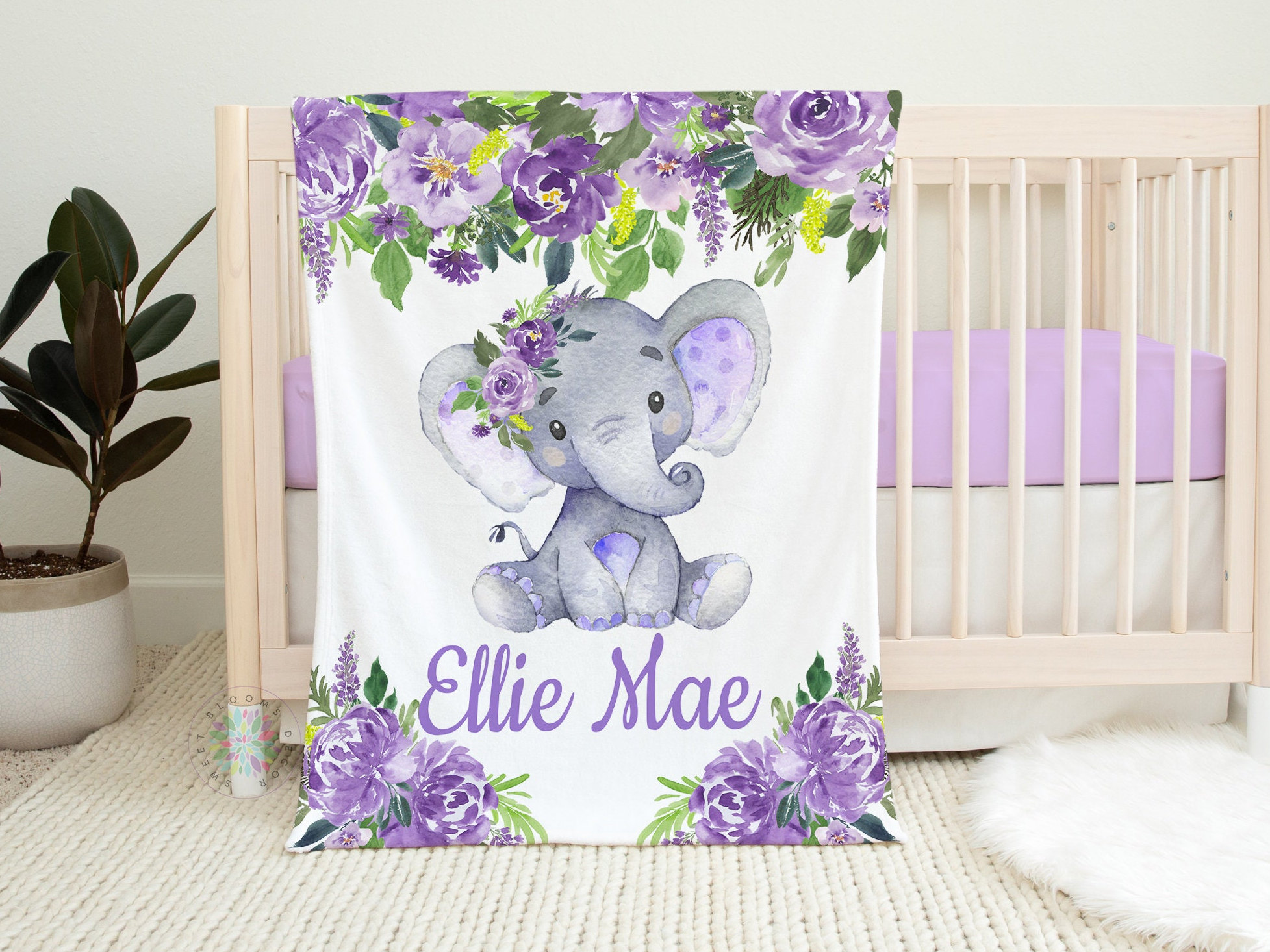 Pink Purple Elephant Nursery Bedding Baby Blanket Purple And