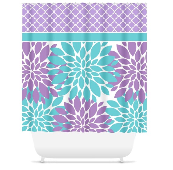 Purple Teal Fl Shower Curtain Quatrefoil Purple Teal Fl Shower Curtain, Teal And Purple Shower Curtain