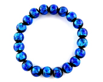 Blue Ryukyu Fluorite Glass Firefly Beads 10mm Japanese Bracelet luminescence Beads Souvenir Jewel Handmade Special Gifts for Unisex