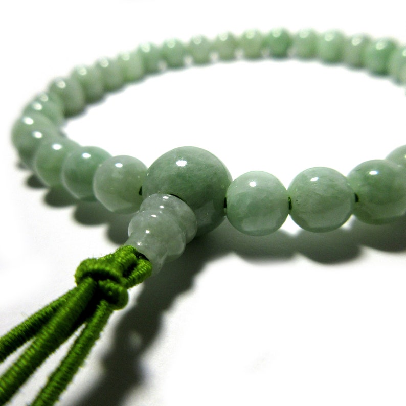 Green Jade Jadeite Bracelet Japanese Juzu Prayer Beads Rosary Etsy