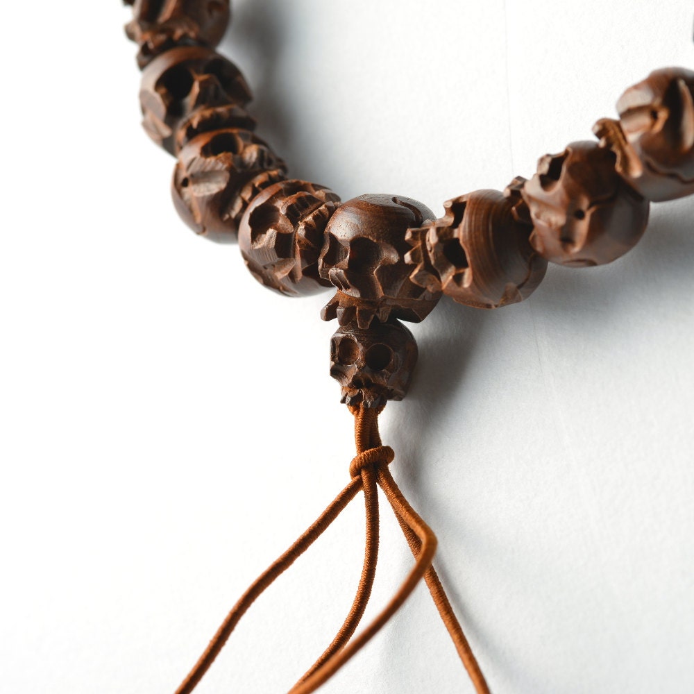 Memento Mori Wood and Bone Skull Stretch Bracelet – Beads of Paradise