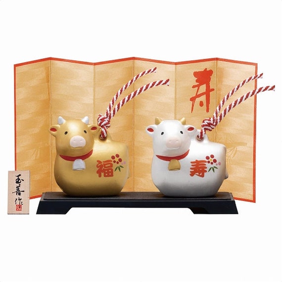 Japanese Zodiac Cow Ceramic 2021 New Year of Ox Ornament Lucky Charm Home decor
