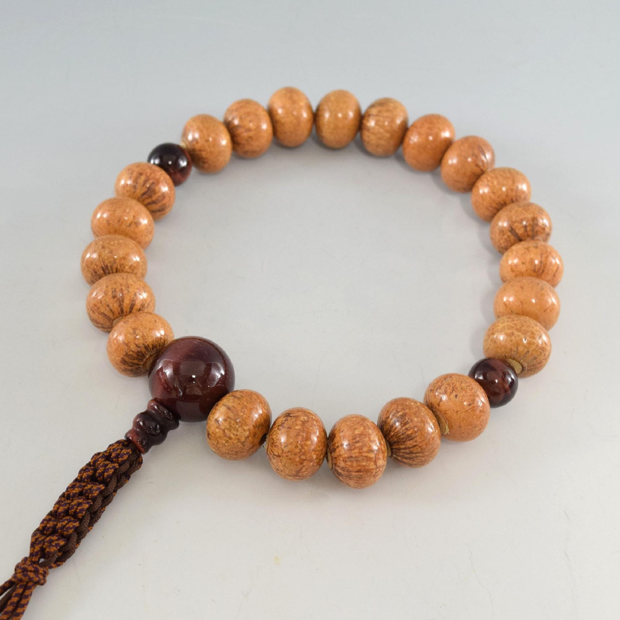 Indian Bodhi Tree Wood & Red Tiger Eye Japanese Traditional