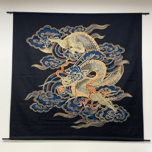 Grand furoshiki en coton, dragon, phénix, faucon, carpe, coton, cadeau, emballage, présent