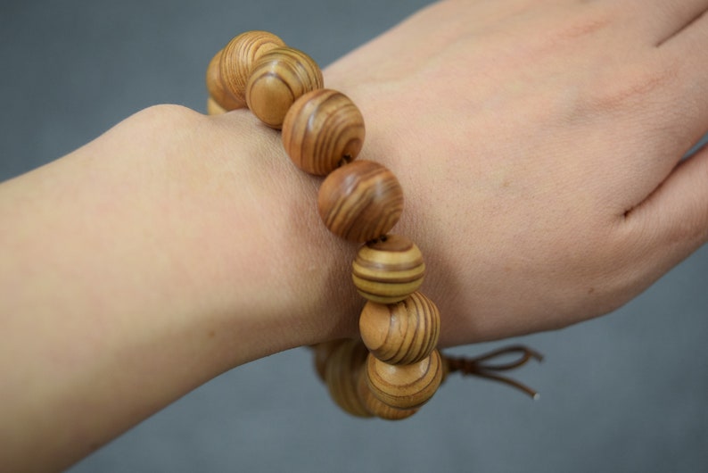 Japanese Cedar Yakusugi Wood Bracelet Juzu Prayer beads Rosary dhyāna Zen Kyoto rare Natural Gift Present Mala Guru Bead for Men image 6