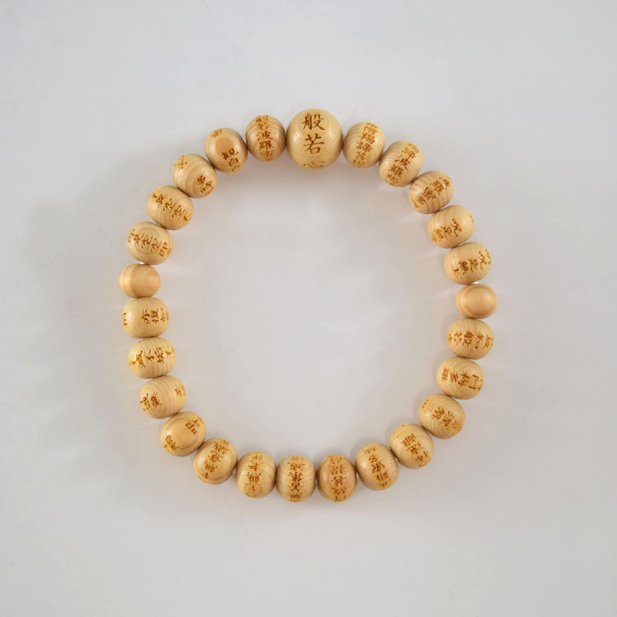 Japanese Kisohinoki Cypress Wood Bracelet Juzu Heart Sutra Dhyana