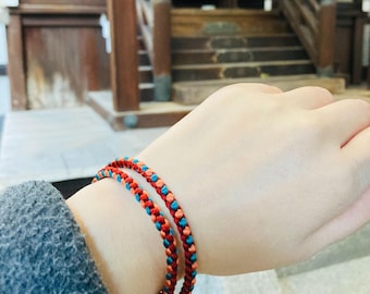Pulsera Fujisaburo x Kyoto Asahiya de seda pura con cierre metálico "Tu nombre". Pulsera de cordón trenzado TOC1