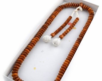 Japanese apricot Ume wood Tendai Ohira Juzu Beads Buddhist Rosary Beads Prayer beads Handmade Kyoto Gift Mala Beads for Women&Men