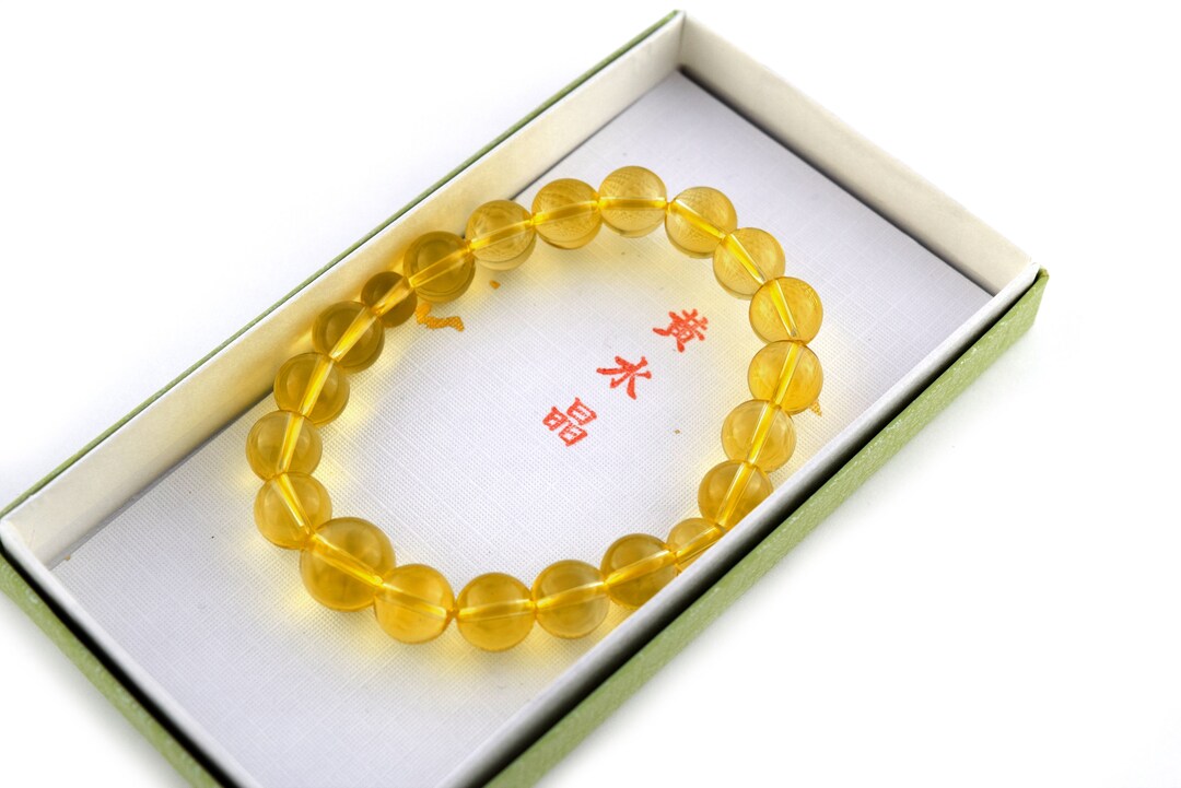 Bracelet Perles De Citrine Naturelle Jaune - Neuf Sans Emballage, Longueur 17-18 Cm, Sans Fermoir