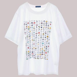 Japanese T-shirt, Cotton Polyurethane Fabric, M/L/XL/F, Gift for Unisex, Kyoto Souvenir, illustrated Heart Sutra Pattern, White