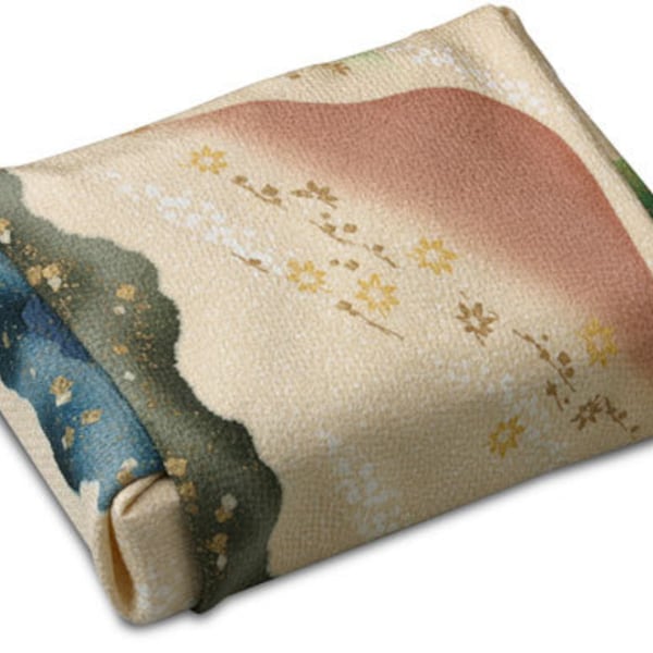 75 cm großes Furoshiki-Meisterwerk Furoshiki Michinaga's Sumi Yuzen aus gefärbter reiner Seide als Geschenkverpackung