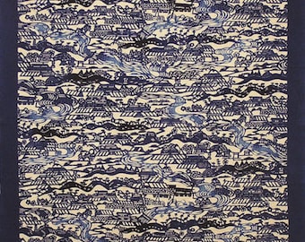 Japanese Furoshiki, Cotton Fabric, Wrapping Cloth, 100cm Large format Fabric, Handmade, Gift, Kyoto Souvenir, Keisuke Serizawa Ogawa village