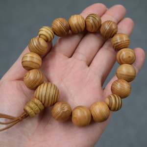 Japanese Cedar Yakusugi Wood Bracelet Juzu Prayer beads Rosary dhyāna Zen Kyoto rare Natural Gift Present Mala Guru Bead for Men image 5