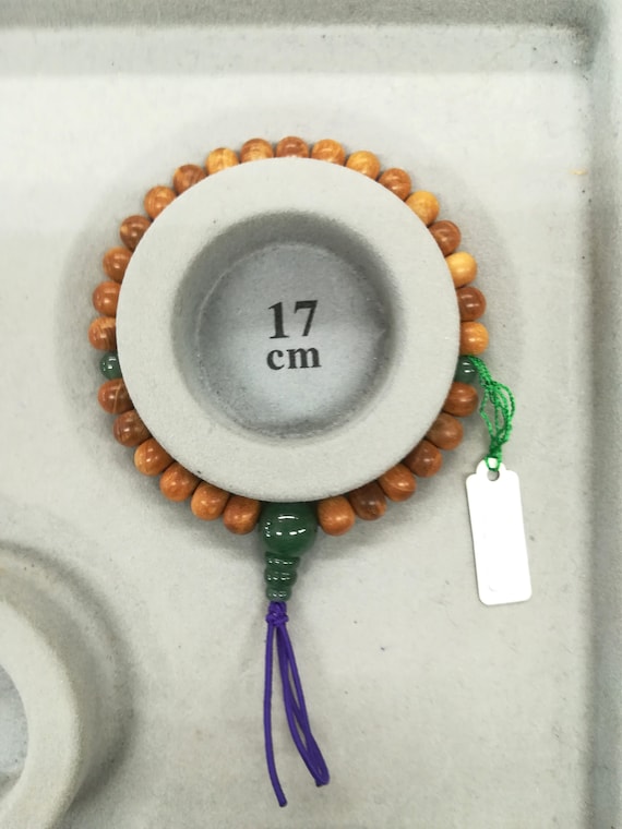 7mm インド白檀 丸玉 インド翡翠仕立て ウッド 腕輪 ブレスレット 数珠