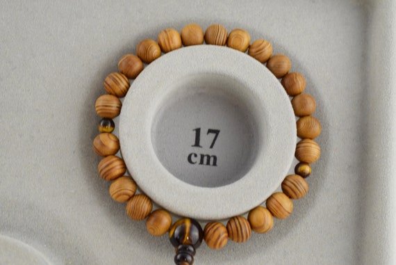 8mm Japanese Cedar Yakusugi Wood & Tiger Eye Bracelet Juzu Prayer