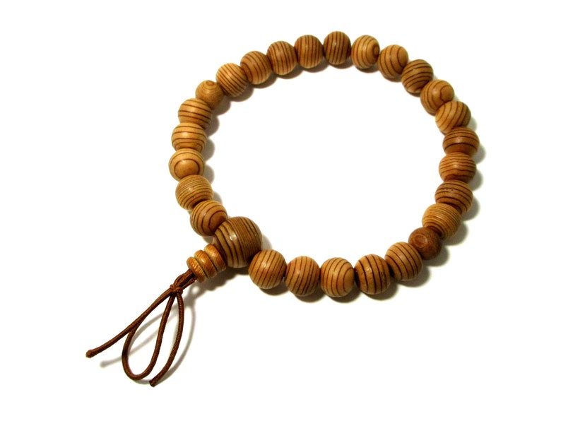 Japanese Cedar Yakusugi Wood Bracelet Juzu Prayer beads Rosary dhyāna Zen Kyoto rare Natural Gift Present Mala Guru Bead for Men image 1