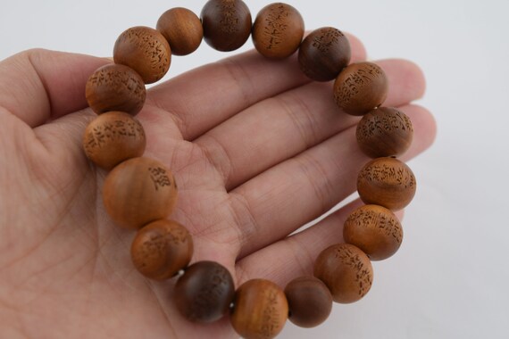 Indian Sandalwood Heart Sutra Beads Bracelet Juzu Dhyana Zen