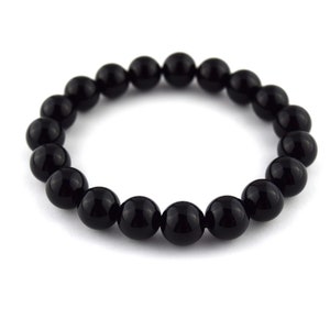 Mens Black Onyx Gemstone Bracelet Healing Stone Handmade Japan Kyoto Unisex Bracelet for Men Gifts for he