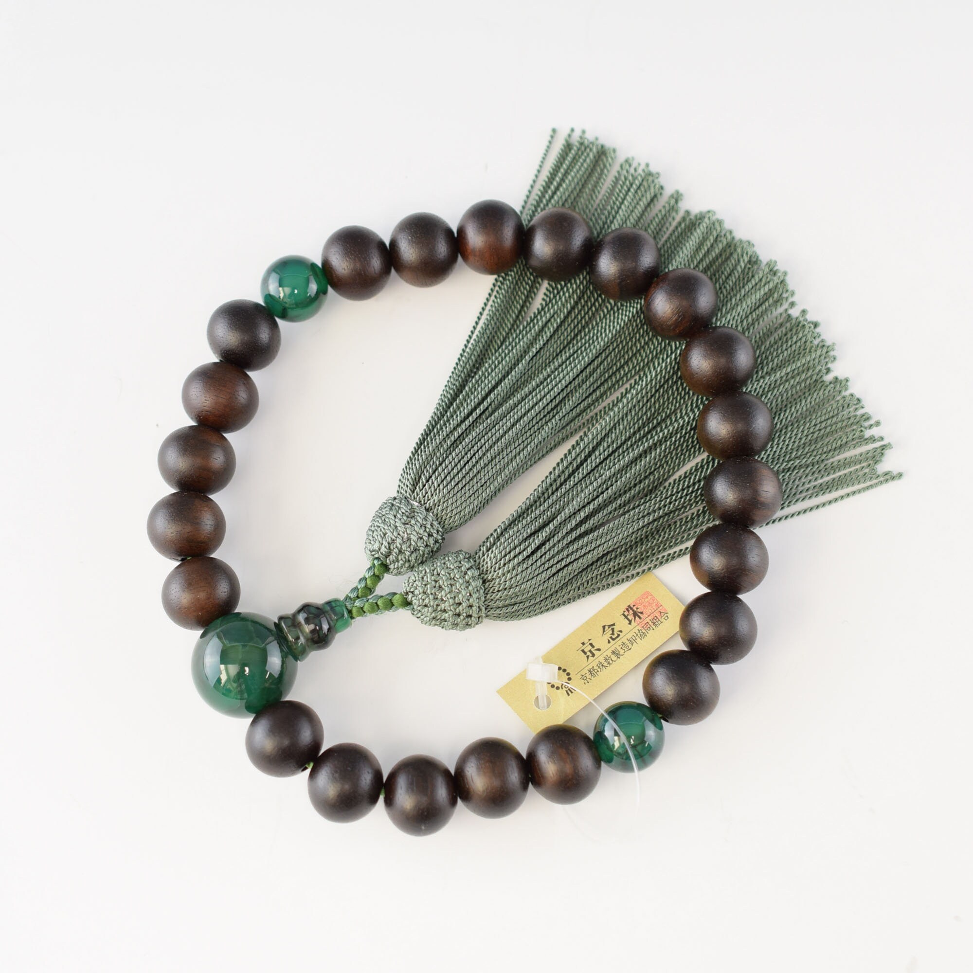 手数料安い Black Agate Vein Dragon's Green With Wood Ebony Banded 置物