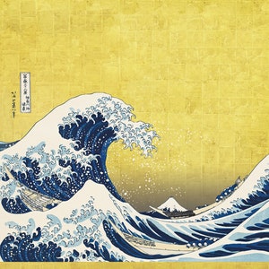 Furoshiki Japanese Traditional Fabric Polyester Wrapping Cloth Hokusai The Great Wave off Kanagawa Ukiyo-e Gift Reusable Bento Bag Kyoto